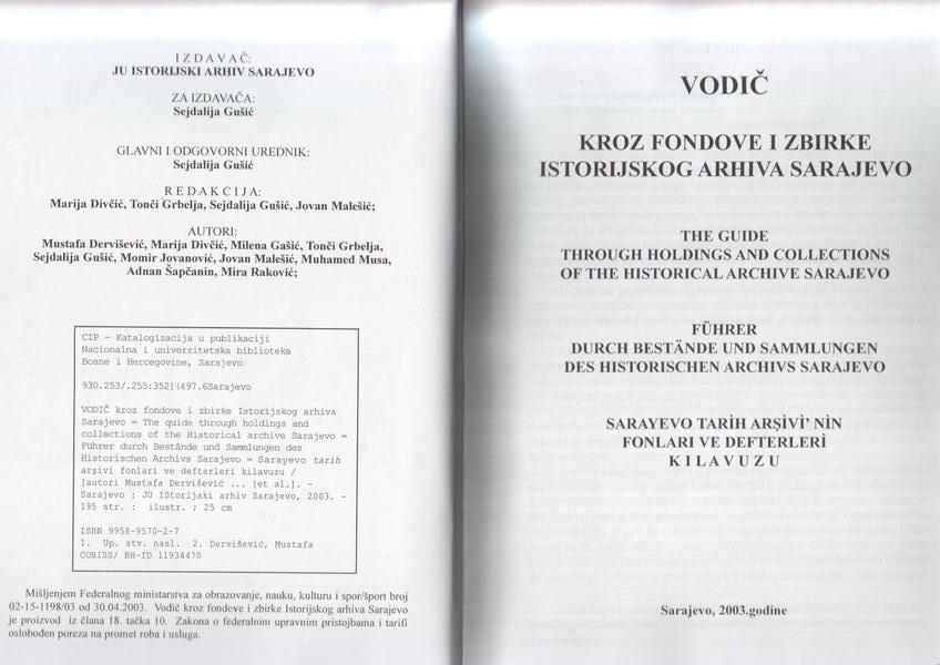 Vodič kroz fondove Istorijskog arhiva Sarajevo - stranica 2